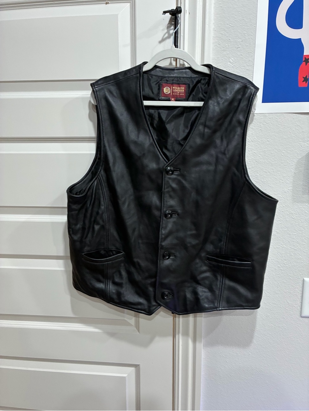 Wilsons Leather Men's Black Button-Front Leather Vest
